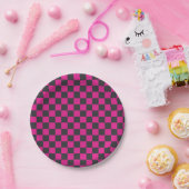 Magenta and smoke checkerboard pattern pappteller (Party)