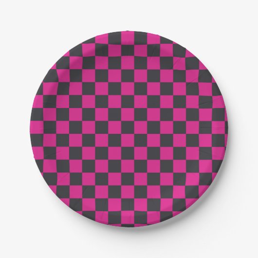 Magenta and smoke checkerboard pattern pappteller (Vorderseite)