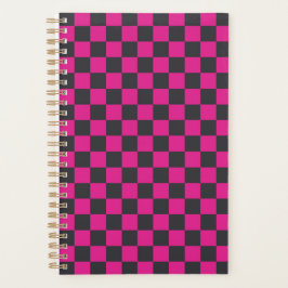 Magenta and smoke checkerboard pattern planer