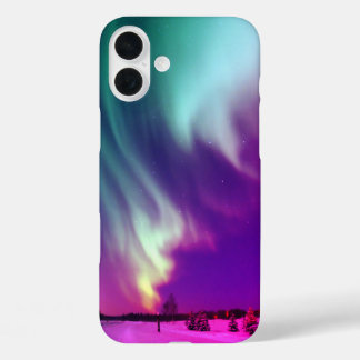 Magenta Aqua Alaskan Northern Lights iPhone 16 Plus Hülle