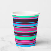 Magenta, Aqua & Blue Strip Paper Cup Pappbecher (Rückseite)