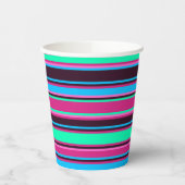 Magenta, Aqua & Blue Strip Paper Cup Pappbecher (Links)