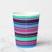 Magenta, Aqua & Blue Strip Paper Cup Pappbecher (Rechts)