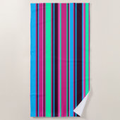 Magenta, Aqua, Blue Strip Strandtuch (Vorderseite)