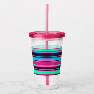 Magenta, Aqua & Blue Striped Acrylic Tumbler Acryltrinkbecher