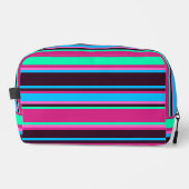 Magenta, Aqua & Blue Striping Toilettenbeutel Waschbeutel (Vorderseite)