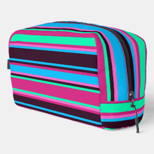 Magenta, Aqua & Blue Striping Toilettenbeutel Waschbeutel