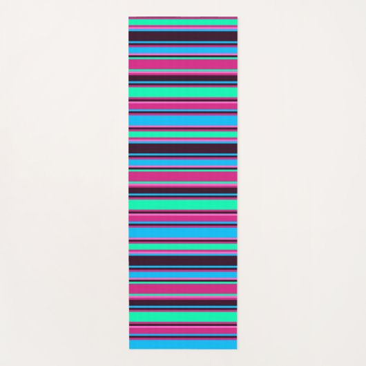 Magenta, Aqua und Blue Striped Yoga Mat Yogamatte (Vorderseite)