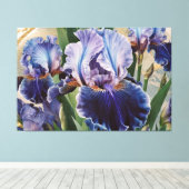 *~* Magenta Aquamarin IRIS Irises Vintages Blumenf Leinwanddruck (Insitu (Holzboden))