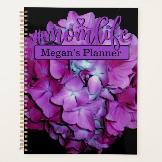 Magenta aquamarine lila Hydrangeas-Muster #momlife Planer (Vorderseite)
