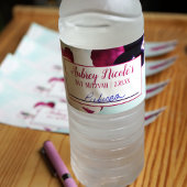 Magenta, Aquamarine Stiefmütterchen Flaschen Label Wasserflaschenetikett