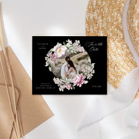 Magenta Aquarellblume Save the Date Postkarte