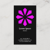 Magenta Art Deco Blume Star - Schwarz Visitenkarte (Rückseite)