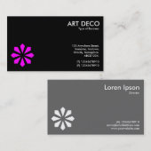 Magenta Art Deco Blume Symbol - Schwarz Visitenkarte (Vorne/Hinten)