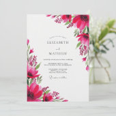 Magenta Artistic Bloom Hochzeit Einladung (Stehend Vorderseite)