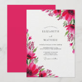 Magenta Artistic Bloom Hochzeit Einladung (Vorne/Hinten)