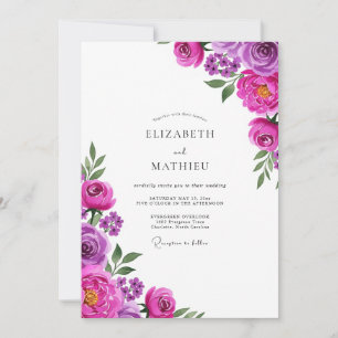 Magenta Artistic Flourish Hochzeit Einladung