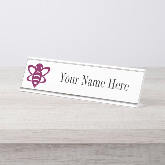 Magenta Bee Name Plate Schreibtischnamensplakette (Vorderseite )