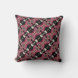 Magenta Beige Schwarz Diagonal Mosaik Tile Rows Kissen
