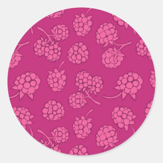 Magenta Berry Pattern Runder Aufkleber (Vorderseite)