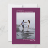 Magenta Berry Vertical Foto Minimalistisch Wedding Save The Date (Vorderseite)
