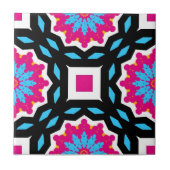 Magenta Black Blue White Mosaic Geometric Pattern Fliese (Vorderseite)