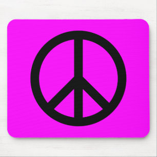 Magenta & Black Peace Sign Mousepad