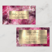 Magenta Black Watercolor Gold Veins Business Card Visitenkarte (Vorne/Hinten)