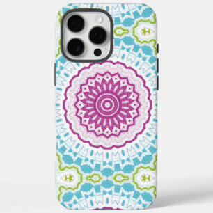 Magenta Blau und Grün Mandala Muster iPhone 16 Pro Max Hülle