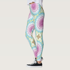 Magenta Blau und Grün Mandala Muster Leggings