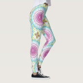 Magenta Blau und Grün Mandala Muster Leggings (Rechts)