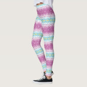 Magenta Blau und Grün Mandala Muster Leggings (Links)