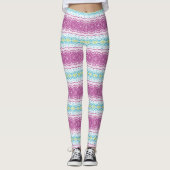 Magenta Blau und Grün Mandala Muster Leggings (Vorderseite)