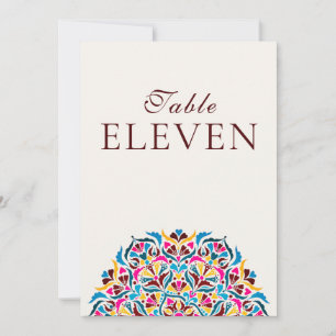 Magenta Blaue Whimsical Florale Hochzeitstisch-Num Einladung