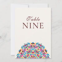 Magenta Blaue Whimsical Florale Hochzeitstisch-Num