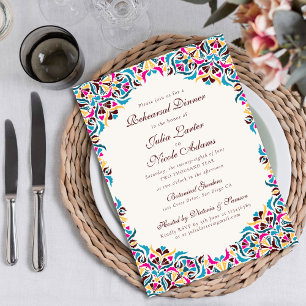 Magenta Blaue Whimsical Florale Probeessen Einladung