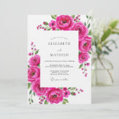 Magenta Bloom Flourish Wedding Einladung (Stehend Vorderseite)