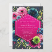 Magenta Bloom Moody Hochzeit Einladung (Vorderseite)
