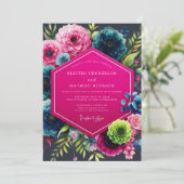 Magenta Bloom Moody Hochzeit Einladung (Stehend Vorderseite)