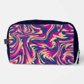 Magenta Blue Beige Abstrakte Fluid Wave Wirbel Waschbeutel (Vorderseite)