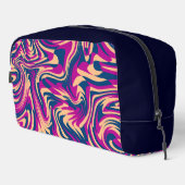 Magenta Blue Beige Abstrakte Fluid Wave Wirbel Waschbeutel (Rechte Ecke)