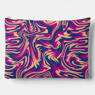 Magenta Blue Beige Abstrakte Fluid Wave Wirbel Zubehörtasche