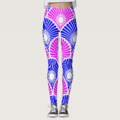 Magenta Blue Chinese Semi Circle Wave Muster Leggings (Vorderseite)