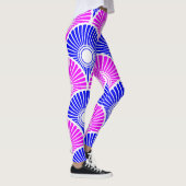 Magenta Blue Chinese Semi Circle Wave Muster Leggings (Rechts)