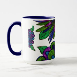 Magenta Blue Flowers Tasse