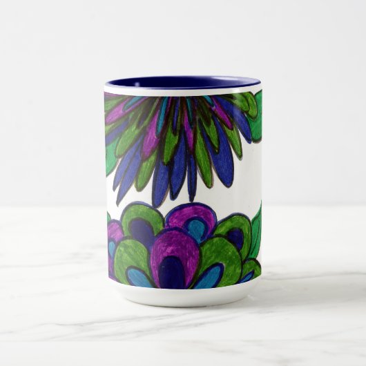 Magenta Blue Flowers Tasse (Zentrum)