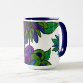 Magenta Blue Flowers Tasse (VorderseiteRechts)