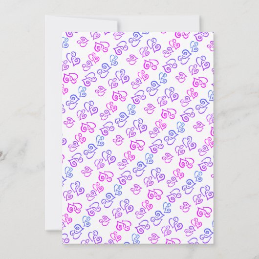 Magenta Blue Linked Hearts Brautparty Template Einladung (Rückseite)