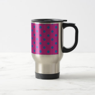 Magenta, Blue Polka Dots Reisebecher