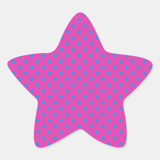 Magenta, Blue Polka Dots Stern-Aufkleber (Vorderseite)
